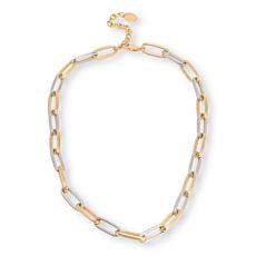 MarlaWynne 26" 2-Tone Textured Oval Link Necklace