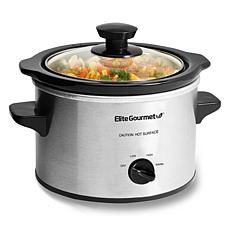 Maxi-Matic Elite Gourmet 1.5 Qt. Mini Slow Cooker in Stainless Steel