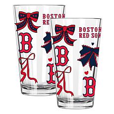 Memory Company 2-pack MLB 16oz Bow Pint Glasses, Boston Red Sox
