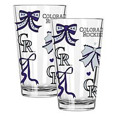 Memory Company 2-pack MLB 16oz Bow Pint Glasses, Colorado Rockies