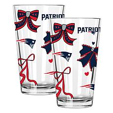 Memory Company 2-pack NFL 16oz Bow Pint Glasses, New England Patriots