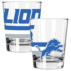 Memory Company Big Stripes Detroit Lions 2pk 15oz Dbl Old Fashion