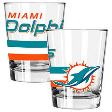 Memory Company Big Stripes Miami Dolphins 2pk 15oz Dbl Old Fashion