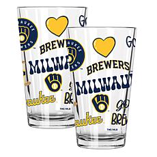 Memory Company MLB Brewers 16-oz Stainless Steel Pint Glasses 2-Pack