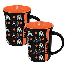 Memory Company MLB Marlins 15oz Ceramic Team Spirit Mug - 2-Pack