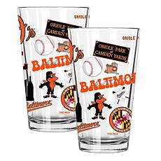 Memory Company MLB Orioles 16-oz Stainless Steel Pint Glasses 2-Pack