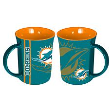 Memory Company NFL Dolphins 15oz Reflective Logo Ceramic Mug 2-Pack