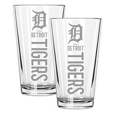 Memory Company Tigers 2 pack 16oz Pint Glass