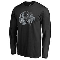 Men's Fanatics Black Chicago Blackhawks Static Logo Long Sleeve T-S...
