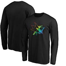 Men's Fanatics Black San Jose Sharks Team Pride Logo Long Sleeve T-...