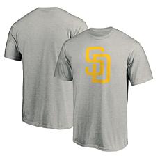 Men's Fanatics Heathered Gray San Diego Padres Official Team Logo T...