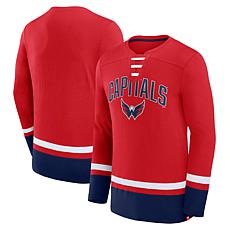 Men's Fanatics Red Washington Capitals Back Pass Lace-Up Long Sleev...