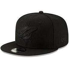 Men's New Era Black Miami Dolphins Black On Black 9FIFTY Adjustable...