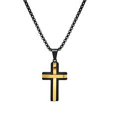 Men's Stainless Steel Double Cross Pendant with Chain