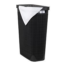 Mind Reader 40L Laundry Hamper with Lid Linen Design Black