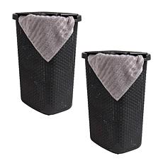 Mind Reader 60 Liter Slim Laundry Hamper Set of 2 Brown