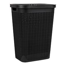 Mind Reader 60L Laundry Hamper Linen Design Black