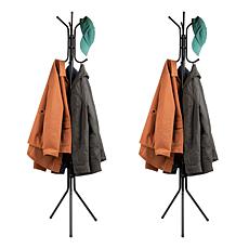Mind Reader Alloy Collection Coat Tree with 8 Hooks Metal Set of 2