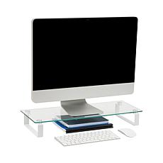 Mind Reader Clear Glass Desktop Monitor Stand Riser