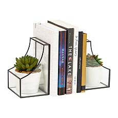 Mind Reader Decorative Bookends Books Magazines Metal Set of 2 Black