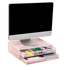 Mind Reader Mesh Monitor Stand with Storage Drawer Metal
