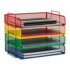 Mind Reader Metal Desktop Organizer Stackable Paper Tray 4 Piece