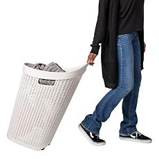 Mind Reader Rolling Laundry Basket with Cutout Handle