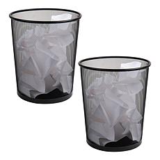 Mind Reader Round Metal Mesh Trash Waste Paper Basket Set of 2