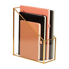 Mind Reader Vertical Glass File Holder with Copper Trim
