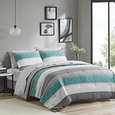 Modern Stripe Comforter Bed in a Bag Set with Sheets
