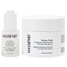 NassifMD Collagen Peptide Serum and Skincare Detox Pads Set