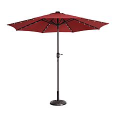 Nature Spring 9' Patio Umbrella with LED Lights - Red