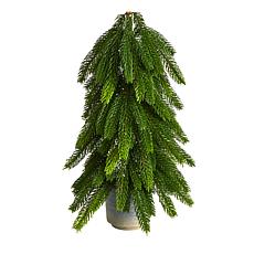Nearly Natural 17” Christmas Pine Tree in Decorative Planter