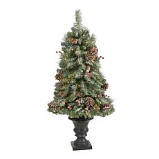 Nearly Natural 4 Ft. Frosted Christmas Tree with 100 Clear LED Lights