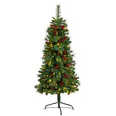 Nearly Natural 5’ Flat Back Mountain Pine  Christmas Tree