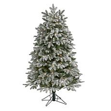 Nearly Natural 5 Ft. Flocked Christmas Tree with 300 LED Lights