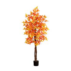 Nearly Natural 6’ Autumn Deluxe Maple Artificial Fall Tree