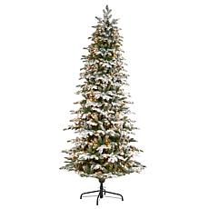 Nearly Natural 8’ Flocked Fir Artificial Christmas Tree w/ 650 Lights