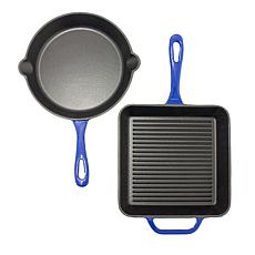 Neo Enameled Cast Iron 2-piece Fry Pan and Grill Pan Set
