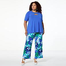 Nina Leonard 2-piece Studded Top & Printed Pant Set