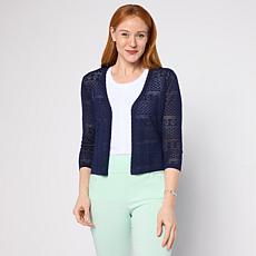 Nina Leonard 3/4 Sleeve Sweater Knit Bolero Top