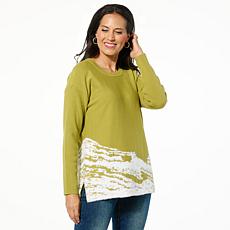 Nina Leonard 3D Yarn Boxy Pullover Sweater