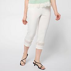 Nina Leonard Cropped Pant with Inset Lace