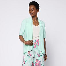 Nina Leonard Draped Front Cardigan