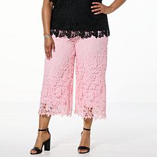 Nina Leonard Floral Lace Culotte Pant