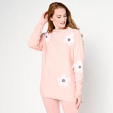 Nina Leonard Funnel Neck Applique Sweater Top