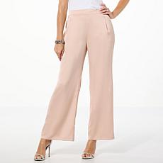 Nina Leonard Hammered Satin Wide Leg Pant