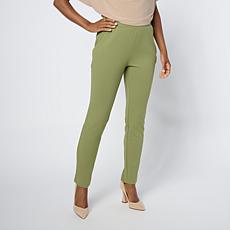 Nina Leonard High Tech Crepe Knit Pull-On Slim-Leg Pants