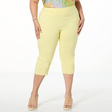 Nina Leonard Pull-on Crop Pant with Scalloped Detail