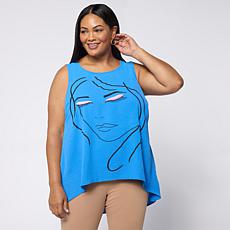 Nina Leonard Round Neck Sleeveless Top